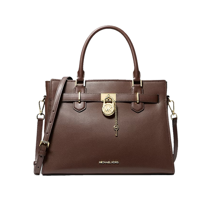 Michael Kors Women's Landon Medium Leather Satchel Bag Nutmeg/Gold