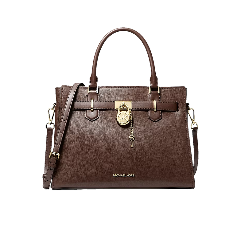 Michael Kors Women's Landon Medium Leather Satchel Bag Nutmeg/Gold