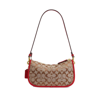 Coach Women's Twin Turnlock Waverly Bag In Signature Jacquard Brass/Poppy Signature