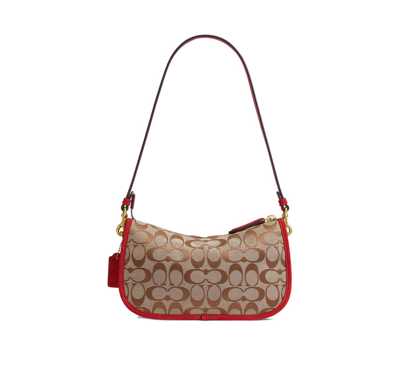 Coach Women's Twin Turnlock Waverly Bag In Signature Jacquard Brass/Poppy Signature