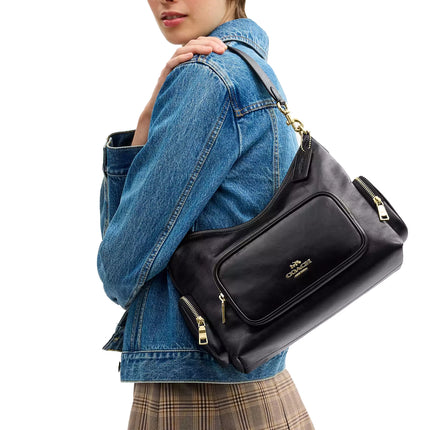 Coach Women's Laurel Shoulder Bag With Pockets Gold/Black