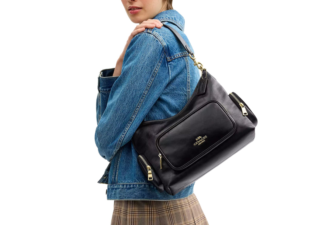 Coach Women's Laurel Shoulder Bag With Pockets Gold/Black