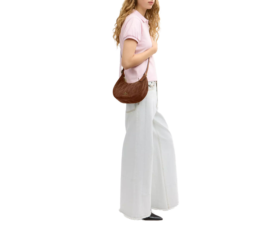 Coach Women's Emily Shoulder Bag With Quilting Suede/Gold/Warm Brown