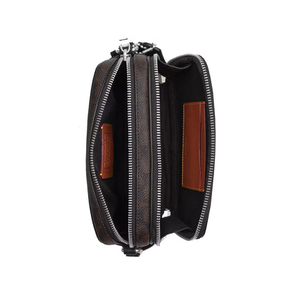 Coach Unisex Colton Crossbody Bag 19 In Signature Canvas With Patches Silver/Walnut/Black