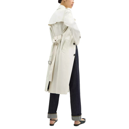 COACH Women's Long Trench Ecru