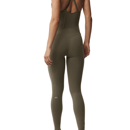 alo Women's Airbrush Sparks Fly Corset Onesie Olive Tree