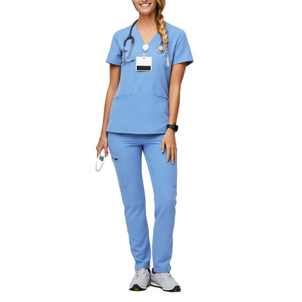 FIGS Women's Casma Three Pocket Scrub Top Ceil Blue