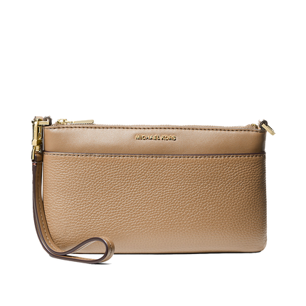 Michael Kors Women's Jet Set Medium Pebbled Leather Wristlet Husk/Gold