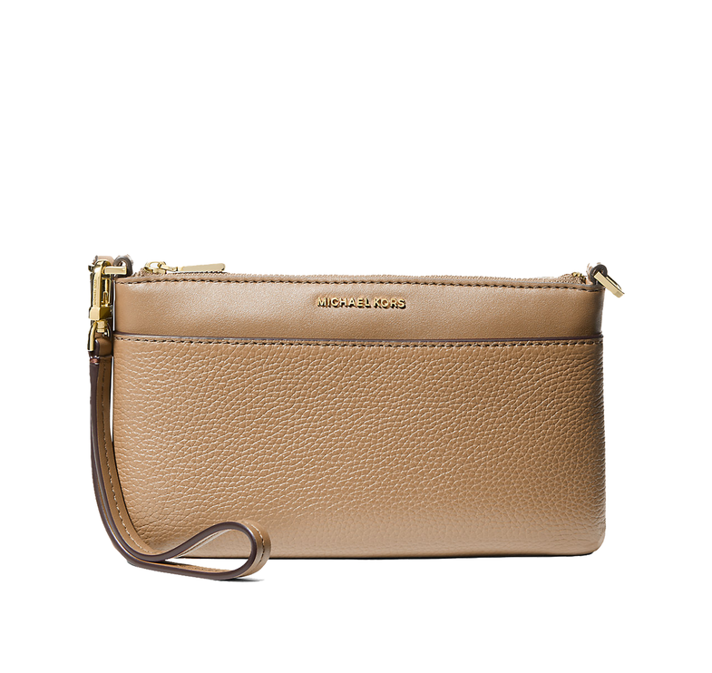 Michael Kors Women's Jet Set Medium Pebbled Leather Wristlet Husk/Gold