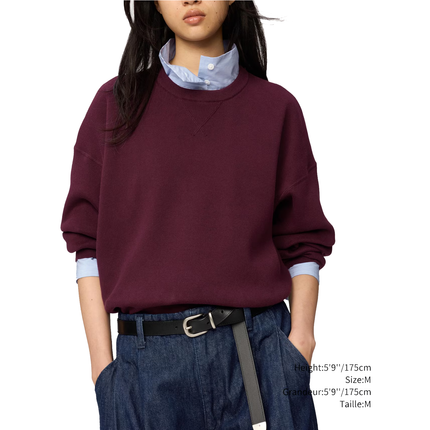 Uniqlo Unisex Smooth Cotton Crew Neck Sweater 19 Wine
