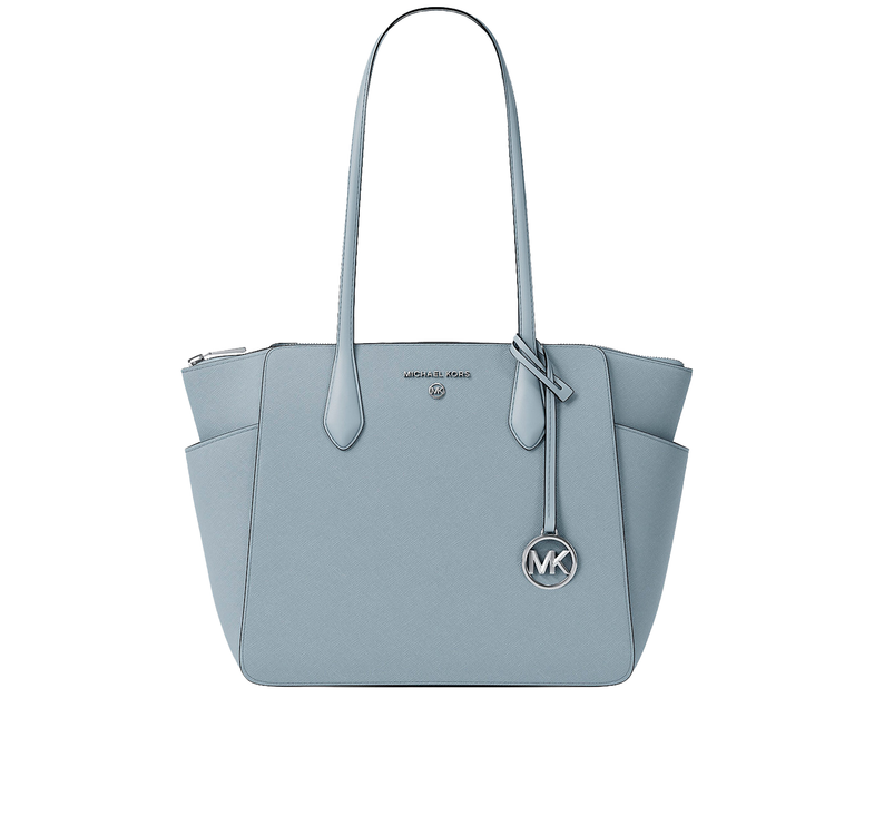 Michael Kors Women's Marilyn Medium Saffiano Leather Tote Bag Pale Ocean/Silver
