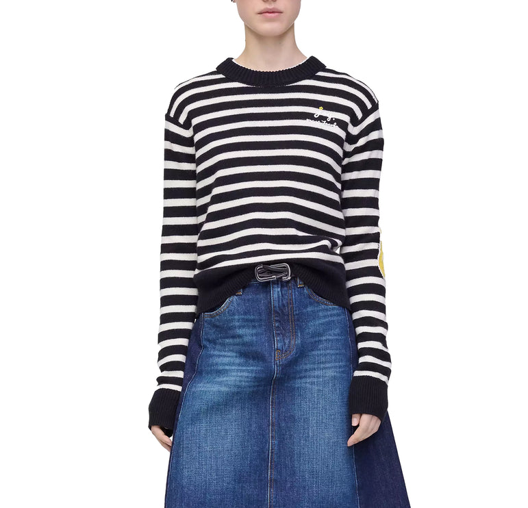 Marc Jacobs Women's Joy Striped Crewneck Black/White