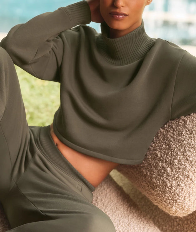 alo Women's Cropped Serenity Coverup Olive Tree