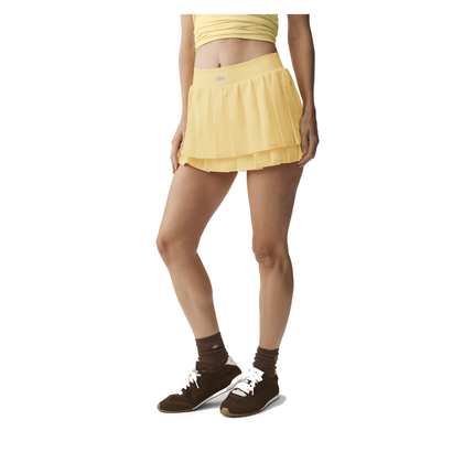 alo Women's Double Or Nothing Tennis Skirt Warm Butter