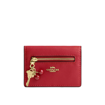 Coach Women's Card Case With Charms Gold/Poppy