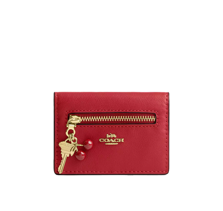 Coach Women's Card Case With Charms Gold/Poppy
