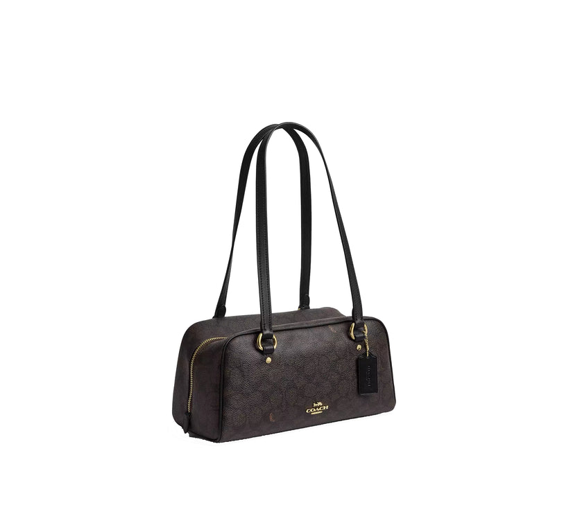 Coach Women's Sydney Shoulder Bag In Signature Canvas Gold/Walnut/Black