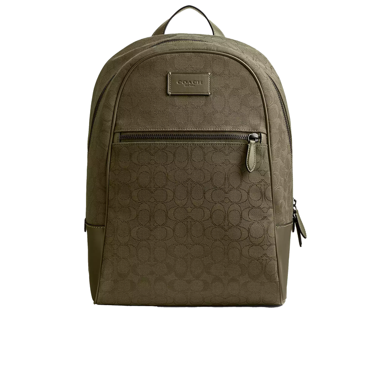 Coach Unisex Theo Backpack In Signature Jacquard Olive Drab