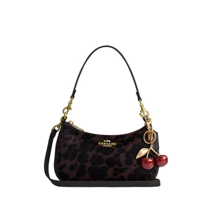 Coach Women's Teri Shoulder Bag In Haircalf With Leopard Print Gold/Dark Leopard