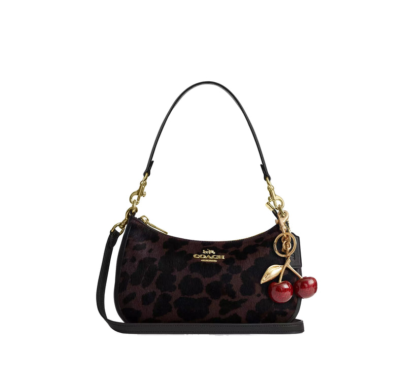 Coach Women's Teri Shoulder Bag In Haircalf With Leopard Print Gold/Dark Leopard