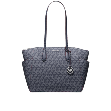 Michael Kors Women's Marilyn Medium Signature Logo Tote Bag Admiral/Silver