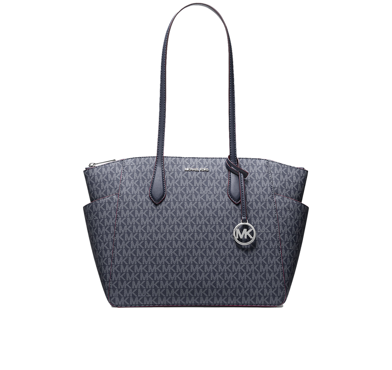Michael Kors Women's Marilyn Medium Signature Logo Tote Bag Admiral/Silver