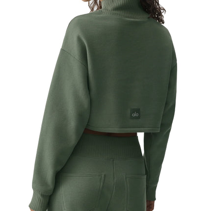 alo Women's Cropped Serenity Coverup Bamboo Green