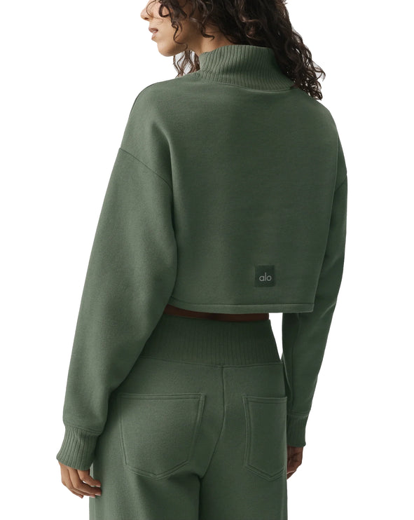 alo Women's Cropped Serenity Coverup Bamboo Green