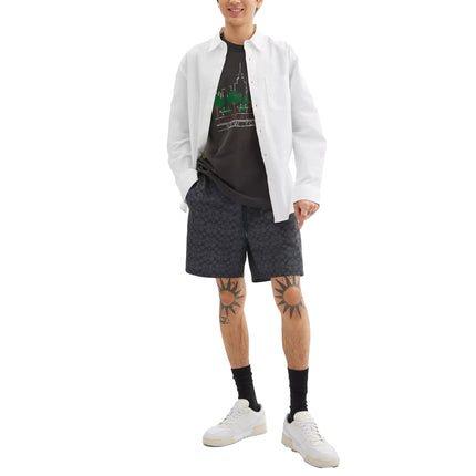 Coach Men's Signature Swim Trunks In Recycled Polyester Charcoal Signature