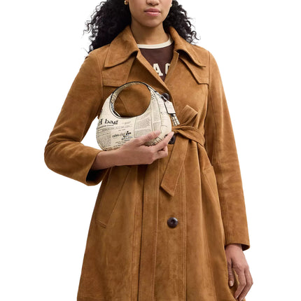 Coach Women's Carmen Mini Crossbody Bag With Newspaper Print Silver/Chalk Multi