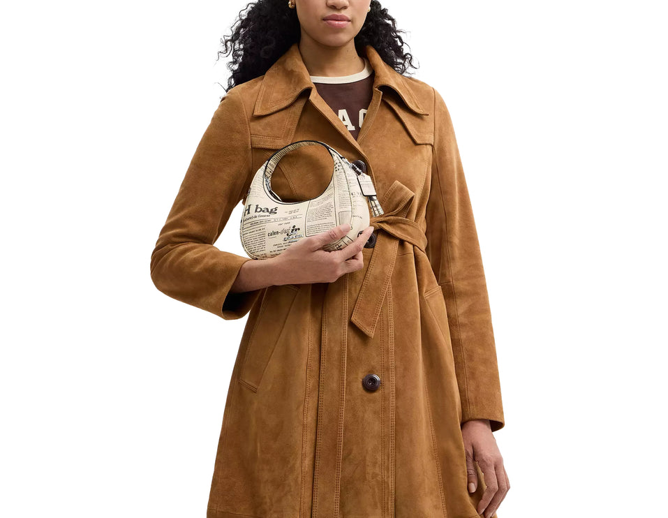 Coach Women's Carmen Mini Crossbody Bag With Newspaper Print Silver/Chalk Multi