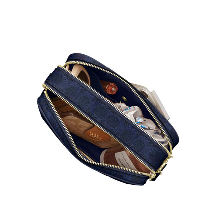 Coach Women's Carey Crossbody Bag In Signature Canvas Gold/Navy