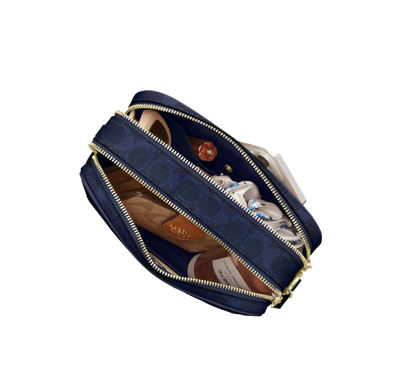 Coach Women's Carey Crossbody Bag In Signature Canvas Gold/Navy