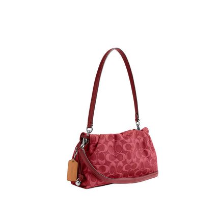 Coach Women's Faye Shoulder Bag In Signature Denim Silver/True Red