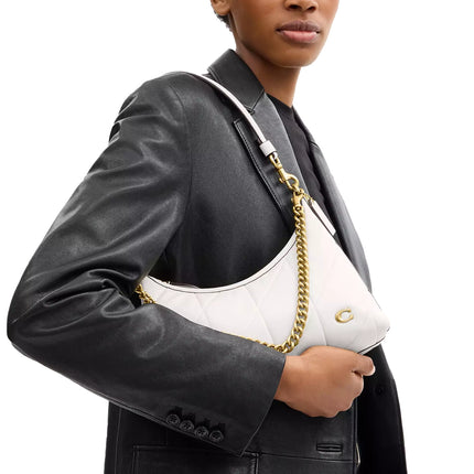 Coach Women's Juliet Shoulder Bag 25 With Quilting Brass/Chalk