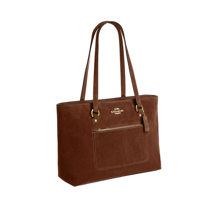 Coach Women's Station Tote Bag Suede/Gold/Warm Brown