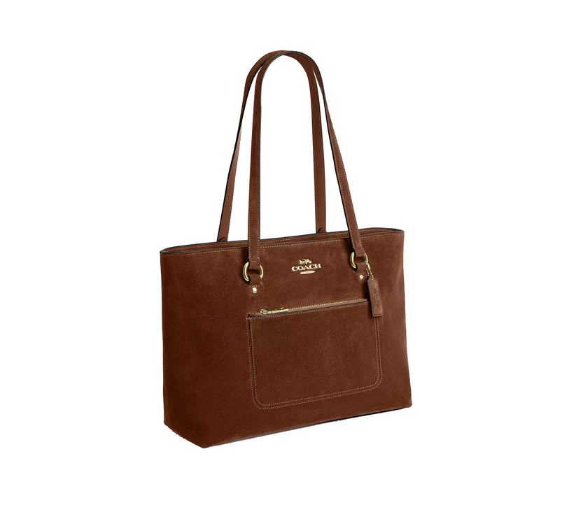 Coach Women's Station Tote Bag Suede/Gold/Warm Brown