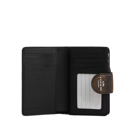 Coach Women's Medium Corner Zip Wallet In Loved Leather Silver/Black Brown