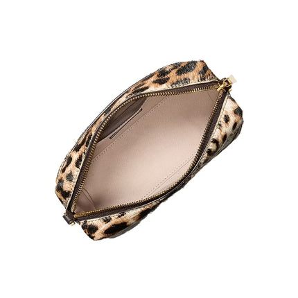 Michael Kors Women's Bryant Small Leopard Print Calf Hair Convertible Crossbody Bag Burnt Khaiki
