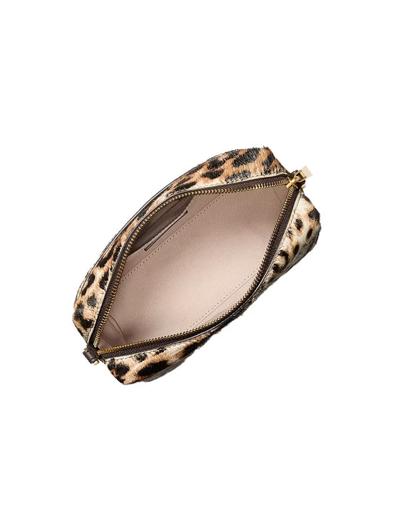 Michael Kors Women's Bryant Small Leopard Print Calf Hair Convertible Crossbody Bag Burnt Khaiki