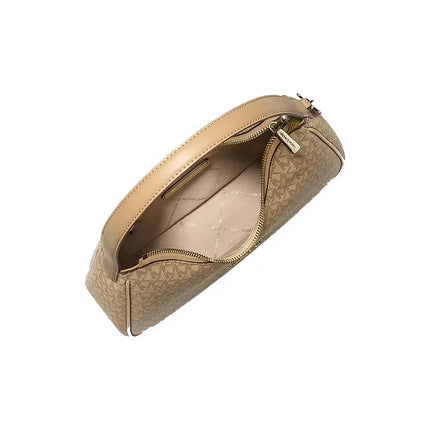 Michael Kors Women's Nayla Small Signature Logo Hobo Shoulder Bag Camel/Gold