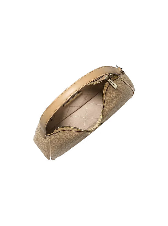 Michael Kors Women's Nayla Small Signature Logo Hobo Shoulder Bag Camel/Gold
