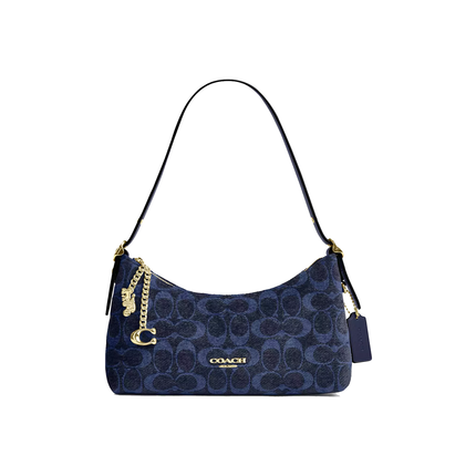Coach Women's Emeilia Shoulder Bag In Signature Chenille Gold/Navy
