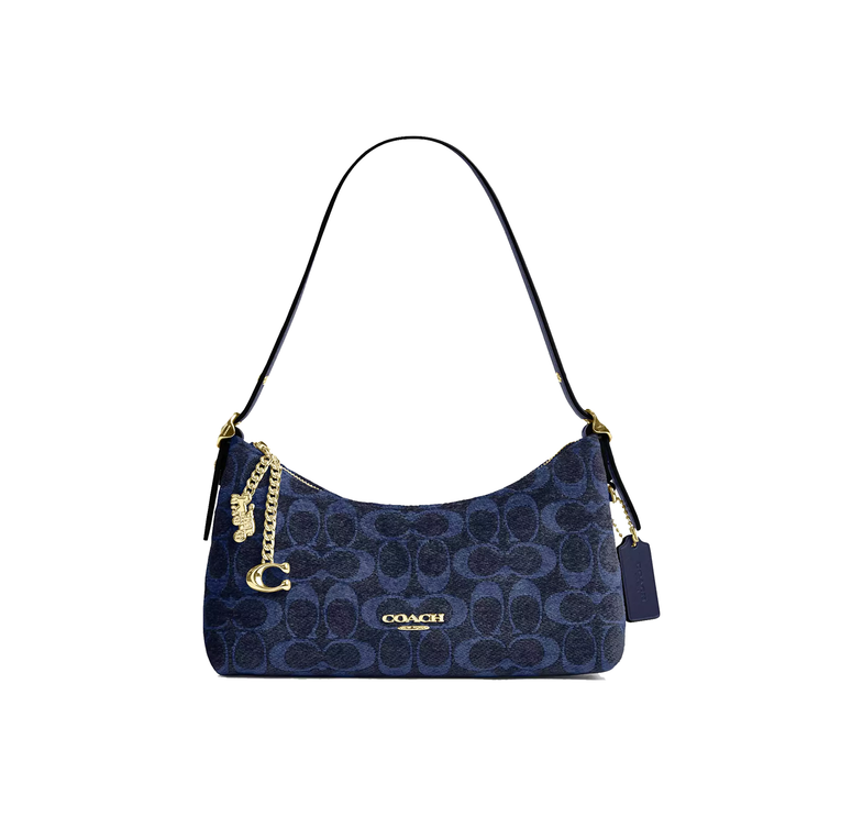 Coach Women's Emeilia Shoulder Bag In Signature Chenille Gold/Navy