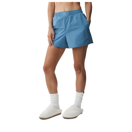 alo Women's Pinstripe Daylight Boxer Short California Blue/White