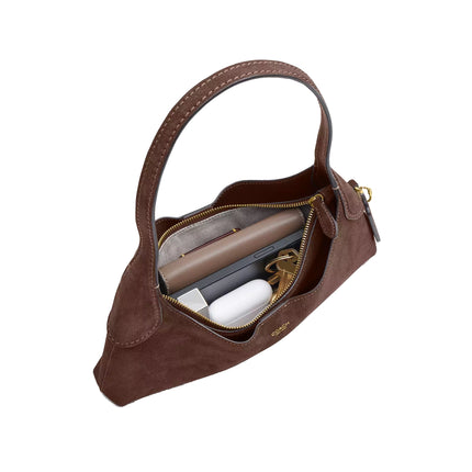 Coach Women's Brooklyn Shoulder Bag 26 Suede/Brass/Dark Chocolate