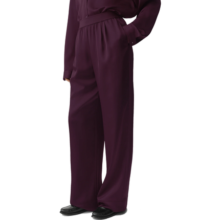 alo Women's Satin High-Waist Smooth Talker Pant (Regular) Rich Bordeaux