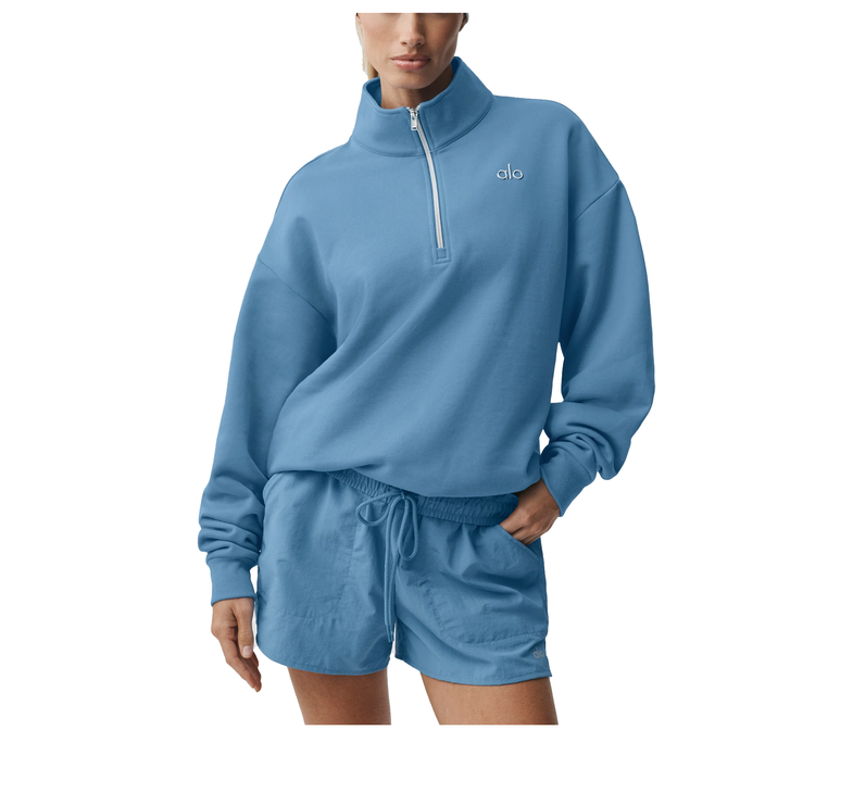 alo Women's Accolade 1/4 Zip Pullover California Blue