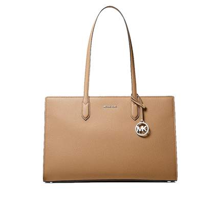 Michael Kors Women's Scarlett Medium Textured Tote Bag Peanut/Silver