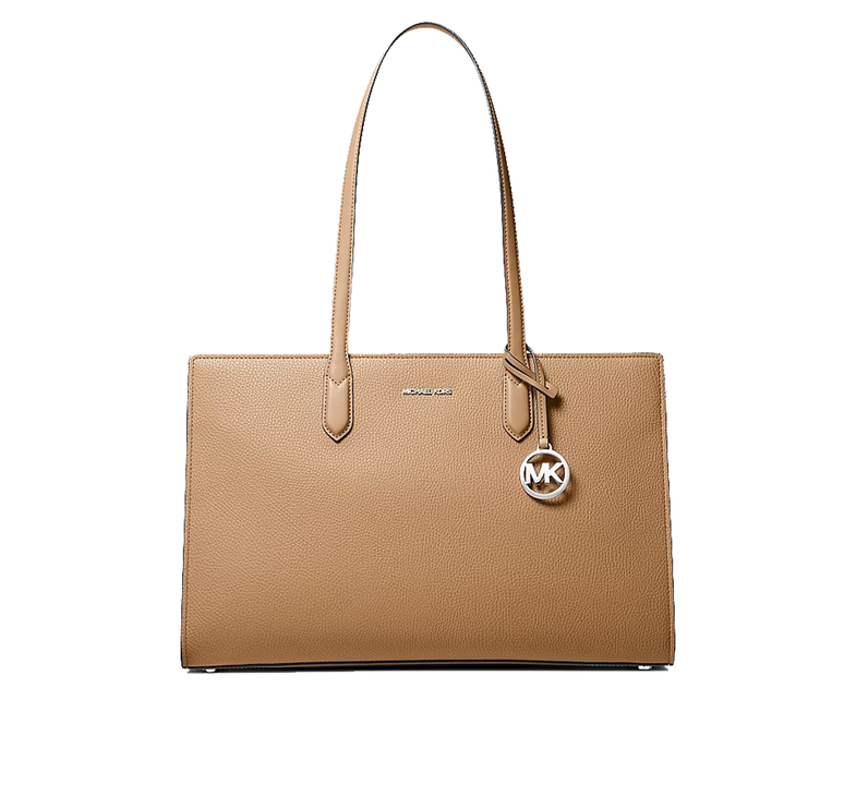Michael Kors Women's Scarlett Medium Textured Tote Bag Peanut/Silver